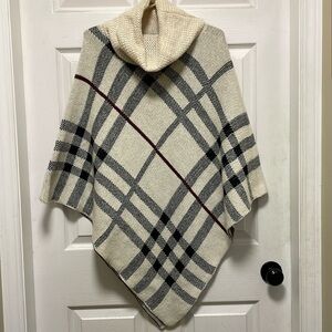 MISMASH | Plaid | Knit | Turtleneck/Cowl | Poncho/Cape | Size M